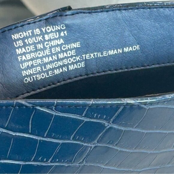 Shoe Dazzle Blue Night Is Young Asymmetrical Stiletto croc embossed Boot Sz 10 - Picture 10 of 11